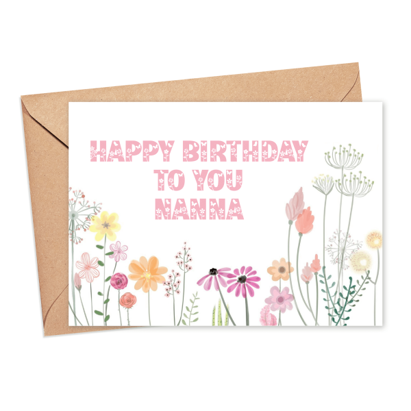 Personalised Birthday Card - Happy Birthday To You Floral Field - Small (A6)