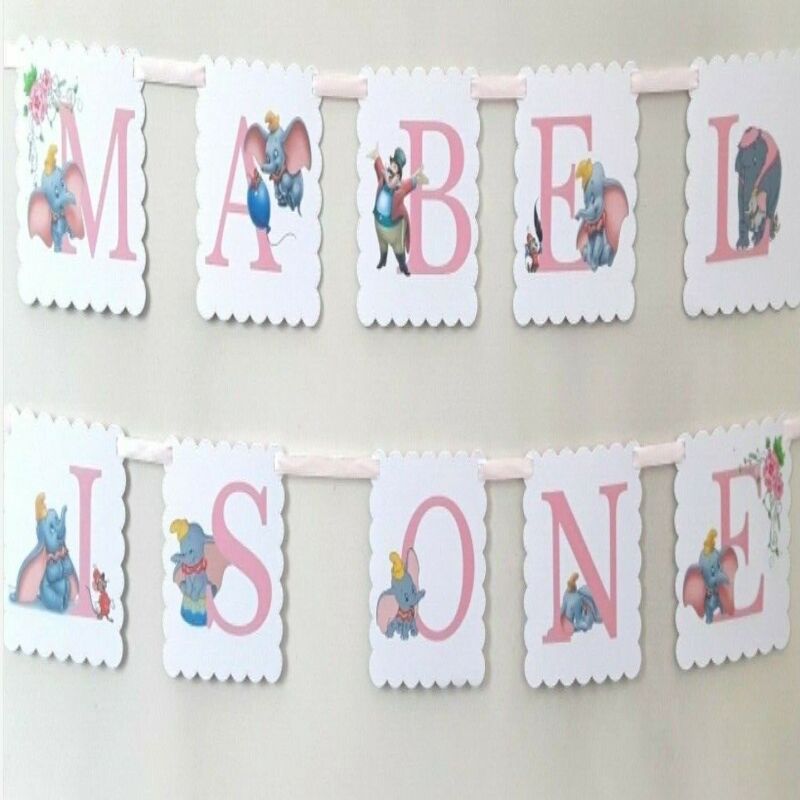 Personalised Dumbo Banner, Dumbo Name Banner, Dumbo Nursery Decor - No bows