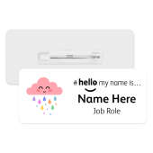 #hello my name is... Name Badge - Cute Pink Rain Cloud