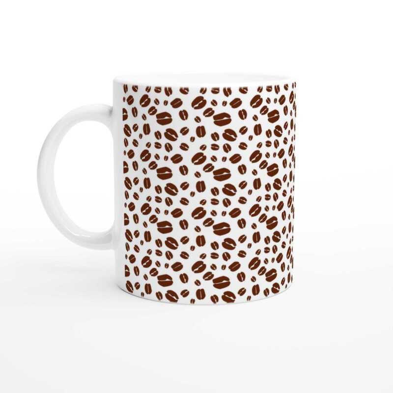 Coffee Bean Pattern Mug - Ceramic White