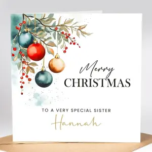 Personalised Christmas Card - Merry Christmas To A Very Special Sister