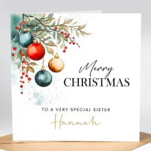 Personalised Christmas Card - Merry Christmas To A Very Special Sister - Standard Smooth Card