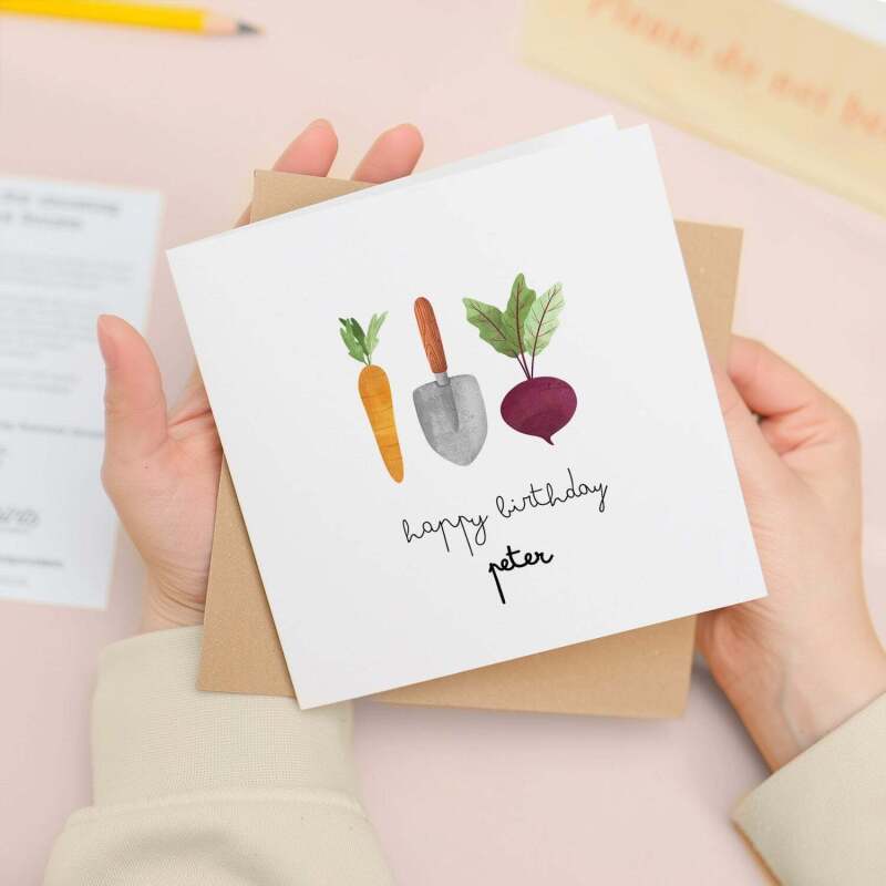 Personalised Card For Him or Her Gardening Happy Birthday Card For Mum, Dad, Gran, Granddad or Anyone Add Your Own Name Card - Square (5.5x5.5) / Blank Inside