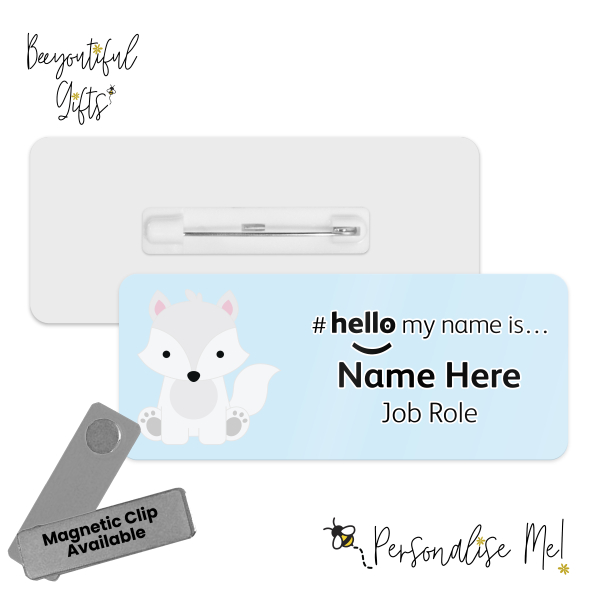 Name Badge - Cute Arctic Animal Corner Hello My Name is... - Arctic Fox 1