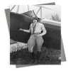 Chocks away - vintage black and white themed card - 12.6 x 17.7cm and blank inside - made in the UK