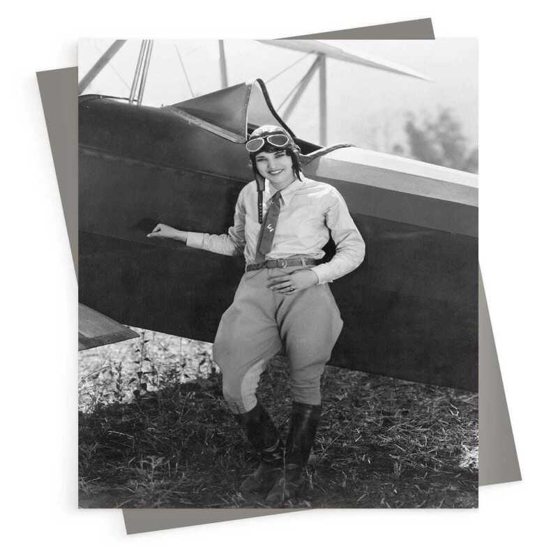 Chocks away - vintage black and white themed card - 12.6 x 17.7cm and blank inside - made in the UK