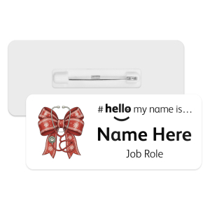 #hello my name is... Name Badge - Snowflake Christmas Coquette Bow