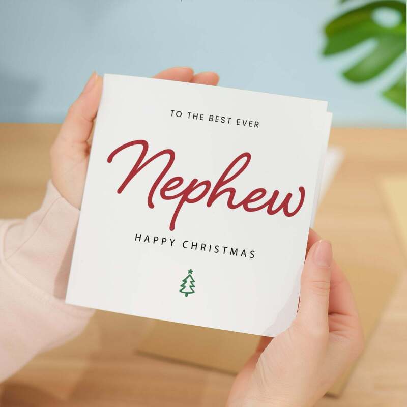 Christmas Card For Nephew Xmas Card For Nephew Best Nephew Ever Christmas Card - Square (5.5x5.5) / Blank Inside