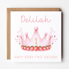 Personalised 1st Birthday Card - Happy Berry First Birthday - Small (Approx. A6 | 105mm x 148mm | 4.1in x 5.8in) - Standard Smooth Card