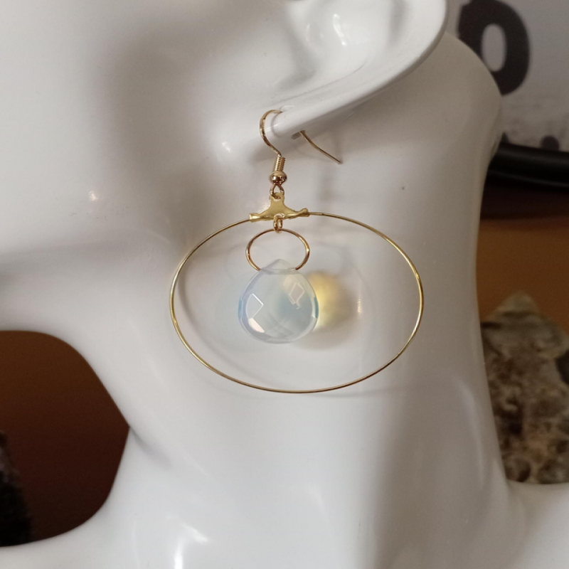 Opalite Gold Hoop Earrings