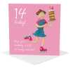 14th birthday card for her - designed by Erica Sturla - 15cm square and blank inside, made in the UK
