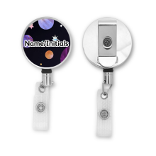 Personalised Metal ID Reel - Colourful Galaxy Background