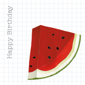 Watermelon 150mm Square Greetings Card by Artist Beth Hopkins