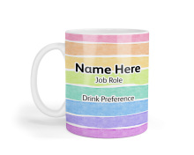 Personalised Ceramic Mug - Rainbow Watercolour Brush Strokes
