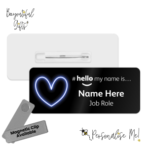 Name Badge - Neon Heart Hello My Name is... - No. 5 Black