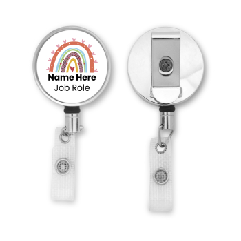 ID Badge Reel Personalised Metal ID Reel - Boho Rainbows