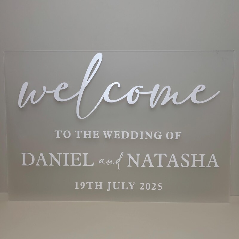 Wedding Welcome Sign / A2 Acrylic Sign / Personalised Sign / Acrylic Welcome Board / Welcome To The Wedding / - A3 CLEAR - Black