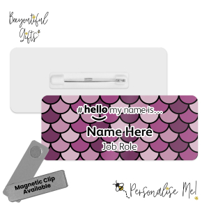 Name Badge - Rainbow Mermaid Scales Hello My Name is... - Pink