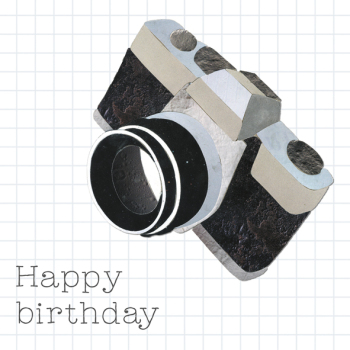 Camera 150mm Square Greetings Card by Artist Beth Hopkins