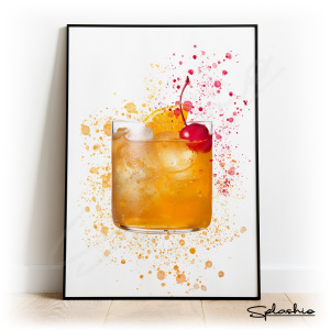 Amaretto Sour Splash Effect Art Print - A2 (Approx. 42cm x 59cm)