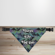 'Beware of the Bat-itude' Halloween Dog/Puppy Bandana - Small - 12x17cm (Strap: 25cm - 40cm)