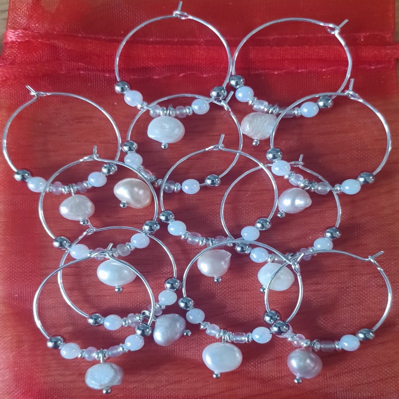 Wine Glass Charms with Freshwater Pearls