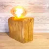 Large wooden Rustic Industrial Lamp Inset – Reclaimed Wood – Quirky Square Rectangle – Desk Lamp Table Lamp –