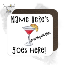 Personalised Cocktail Coaster - Hand Drawn Cosmopolitan