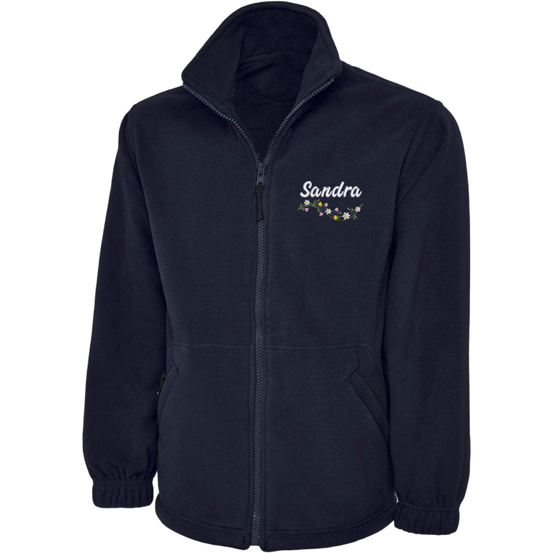 Floral Daisy's Healthcare Fleece Jacket with Rainbow Design | Private healthcare Fleece Jacket Embroidered with Name. Custom Outdoor Weather Jacket - Extra Small (XS)