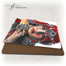 Amazigh Girl - Red - Ceramic Mug, Hardboard Coaster & Placemat Set - Amazigh Girl - Red
