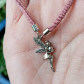 Dusky Pink kids bracelet with a Fairy Charm