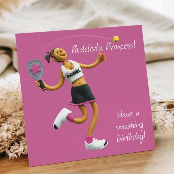 Padel Birthday Card for Her - Padelista Princess Card - Polymer Clay Art by Erica Sturla - Padel UK