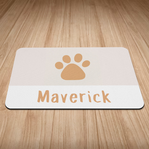 Personalised Neutral Paw Print Puppy/Dog Bowl Mat