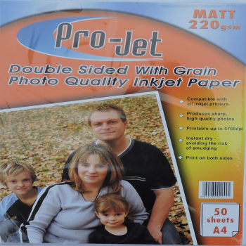Projet 220gsm A4 Double Sided Matte / Matt Photo Paper with Grain