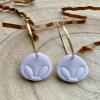 Handmade Polymer Clay Easter Egg Earrings: White Bunny Design - ball studs - silver