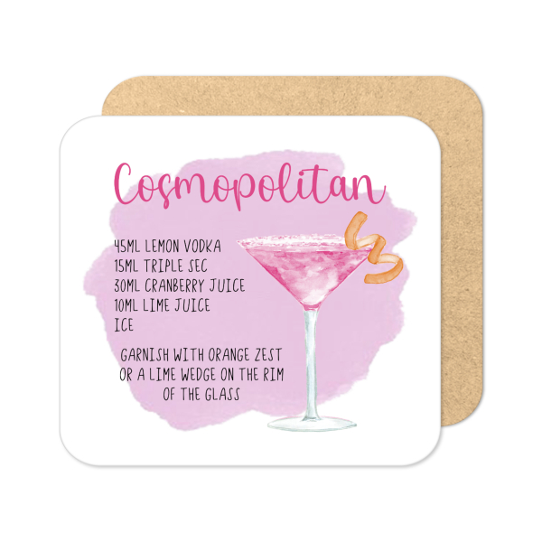 Cocktail Recipe Coaster - Cosmopolitan