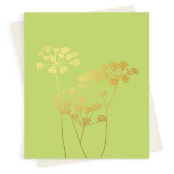 Fennel greeting card embellished with gold foil -  designed by artist Eloise Hall - 15.7 x 11cm and blank inside