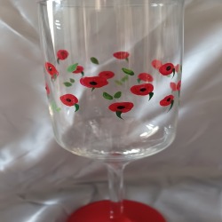 Hand Painted Poppy Champagne / Prosecco Glass