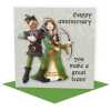 Robin Hood and Marian themed anniversary card- designed by Erica Sturla - 15cm square and blank inside, made in the UK