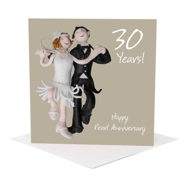 30th anniversary card (pearl anniversary card) - designed by Erica Sturla - 15cm square and blank inside, made in the UK