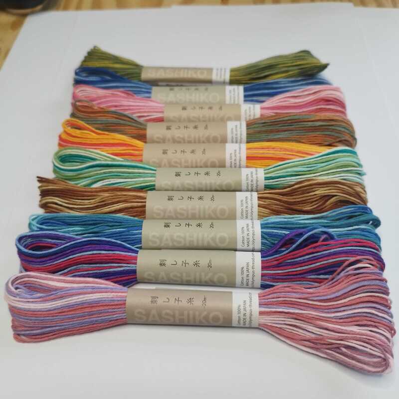 Olympus Sashiko Cotton Thread Variegated 20m - Blue & White