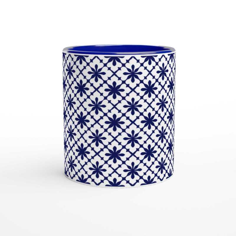 Geometric Blue Patterned Ceramic Blue Mug