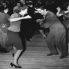 Holy Mackerel Jive retro black and white photographic card featuring a vintage image of a teenage couple dancing - 12.6 x 17.7cm and blank inside