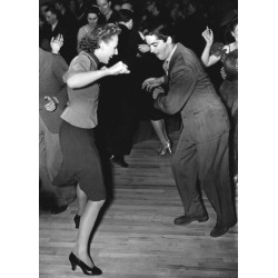 Holy Mackerel Jive retro black and white photographic card featuring a vintage image of a teenage couple dancing - 12.6 x 17.7cm and blank inside