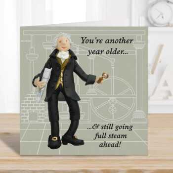 Another year older.... James Watt themed birthday card - designed by Erica Sturla - 15cm square and blank inside, made in the UK