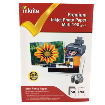 Inkrite 7x5 190gsm Single Sided Matte (Matt) Photo Paper