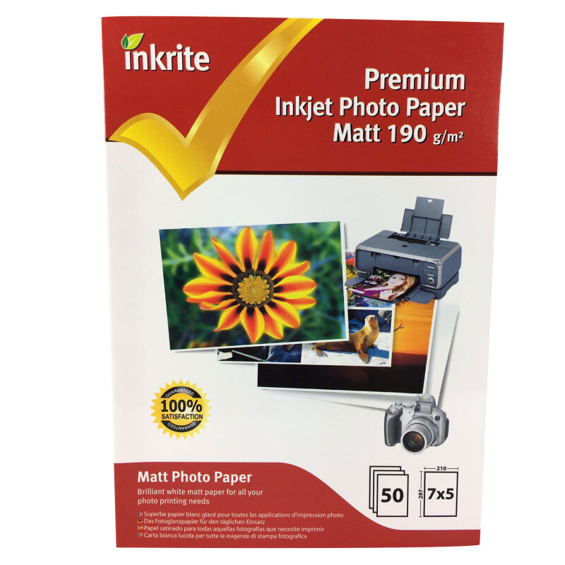 Inkrite 7x5 190gsm Single Sided Matte (Matt) Photo Paper -  200 Sheets