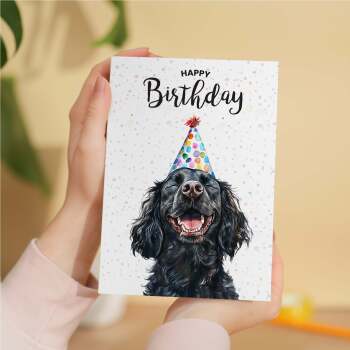 Birthday Card For Him or Her Of A Cocker Spaniel Dog Illustration For Him or Her Birthday Gift