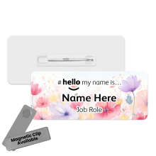 #hello my name is... Name Badge - Watercolour Floral Background