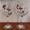 Hand Painted Floral Wine Glasses